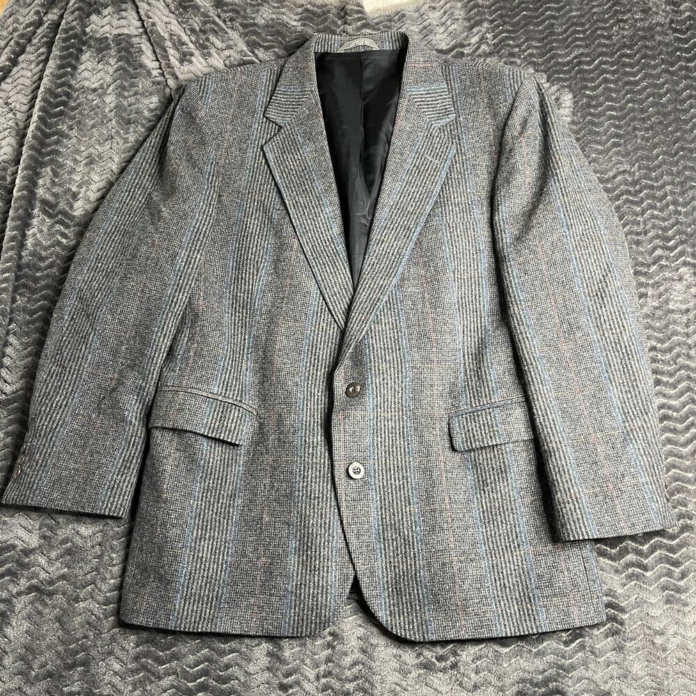 Imperial By Haggar Men’s Gray 100% Wool Houndstooth Sport Jacket Blazer
